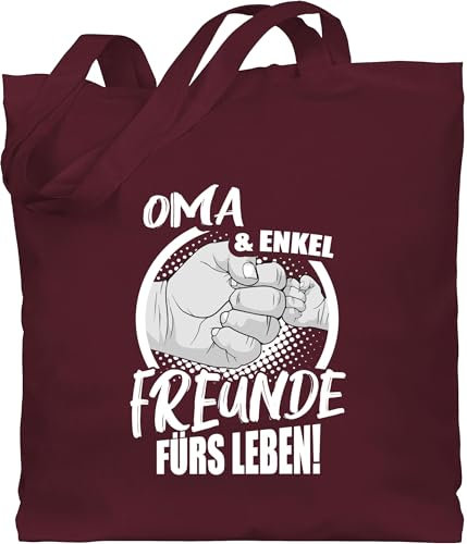 Shirtracer Baumwolltasche - Geschenk - Oma & Enkel Freunde fürs Leben! - Unisize - Bordeauxrot - geschenke für omas omi enkelkind stoffbeutel kleinigkeit grandma tasche grosseltern großmutter beutel