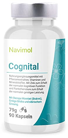 Cognital 90 Kapseln Brahmi (Bacopa Monnieri Extrakt), Ginkgo Biloba, OPC Traubenkernextrakt & Sibirischer Ginseng | Natürliche Mikronährstoffe