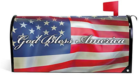 God Bless America Magnetic Mailbox Cover American Flag Patriotic Post Box Cover for Standard Mailboxes Memorial Day