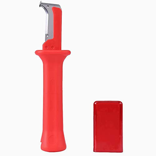 Kabelmesser 1 STÜCK Kabelmesser Klinge, Abisolierzange Kabelmesser, Elektrischer Isolierkabel Abisolierzange Abmantelungsmesser Hakenklinge mit Kappe, Geeignet für Verschiedene Arten von Kabeln Rot