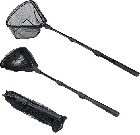 Fishing Landing Net with Telescoping Pole Handle Extends to 63 inches, Carbon Fiber Handle Extended from 23.6 inches to 47 inches