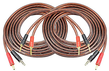 Meiriyfa Cavo per altoparlanti Hi-Fi OFC, con spinotto a banana da 4 mm e spinotto da 2 mm, 2 pezzi, 2 metri