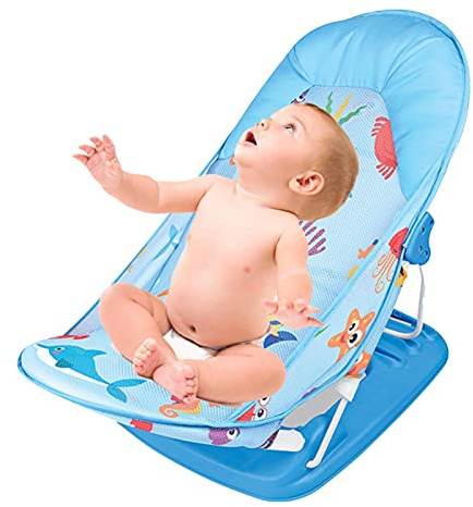 Bexdug Babybadeliege,Badewannenstütze,Sommer Baby Dusche Stuhl,Säuglings Badestuhl mit Baby-Kissen, Babywannen Sitz,mit Anti-Rutsch-Funktion