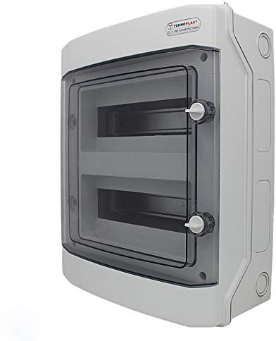 Sicherungskasten Aufputz IP65 Feuchtraum Gehäuse Verteiler Kleinverteiler 2-reihig 24 Module