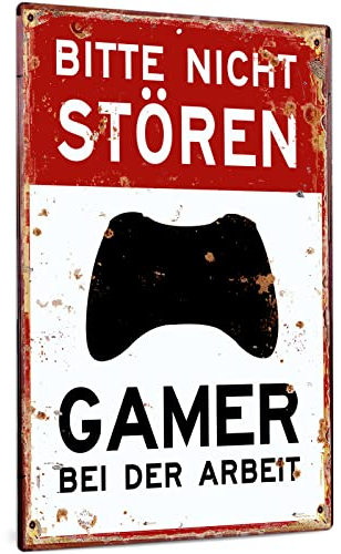 Putuo Decor Bitte Nicht stören, Gamer bei der Arbeit, 20 x 30cm Aluminium Metallschild, Gamer Geschenk
