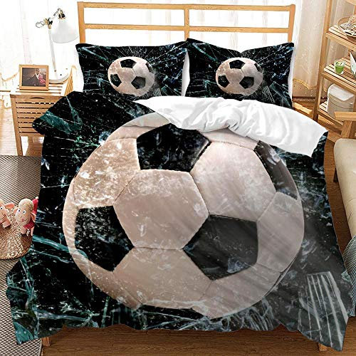 3D Print Football Bed Linen Kids 135 x 200 cm Football Pattern Duvet Cover Boys Teenagers Sport Theme Bedding Set for Football Fan (A8,135 x 200 cm)