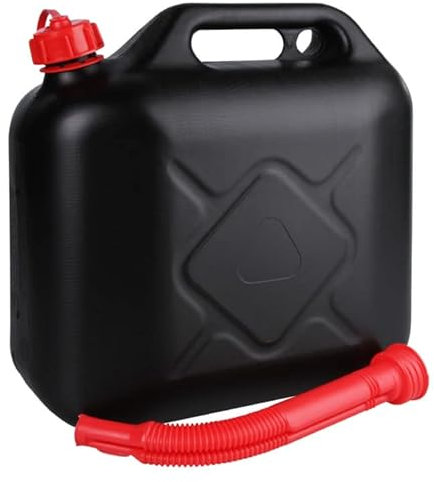 Jerrycanshop - Kraftstoff Kanister 10L Kunststoff (HDPE) - Benzinkanister, Dieselkanister, UN Kanister - 10 Liter - Schwarz - Inklusive Ausgießer