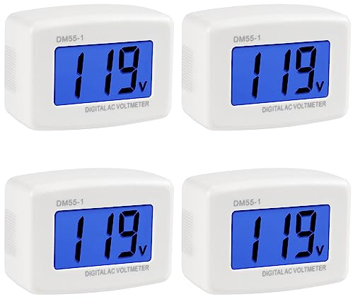 XIITIA 4pcs Flat US Plug AC 80-300V Voltage Measuring Monitor, LCD Digital Voltmeter, AC 110V 220V Voltage Panel Power Line Volt Test Monitor for Household Plug into Outlet to Measure Voltage