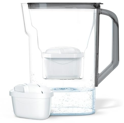 Wessper Jarra Filtradora de Agua 2.7L | Reemplazo para Dafi Unimax Aquaphor A5 BRITA Maxtra+ PHILIPS AWP212/10 | Filtro de Agua que Reduce la Cal y el Cloro | Jarra Filtrante + 1x Cartucho – Negro