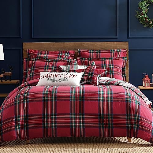 Levtex Home - Spencer Plaid Duvet Cover Set - Full/Queen Duvet Cover (90 x 94in.) + Two Standard Sham (26 x 20in.) - Tartan Plaid - Red, Green, White, Blue, Gold - Cotton