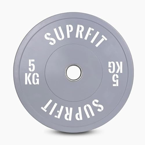 SUPRFIT – Hantelscheiben gummiert 5-25kg farbig – Premium Fitness Bumper Plates – Stoßabsorbierende Gewichtsscheiben aus Vollgummigranulat – Hantelscheiben Ø 50mm für Langhantel Training