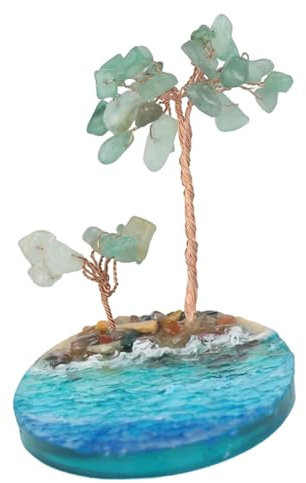 DECHOUS Meereslandschafts-Ornament Kunstharz Schreibtisch-Dekoration Muschel Meeresdekor Grün Einzigartiges