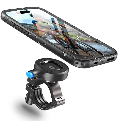 Cozycase Handyhalterung Fahrrad für iPhone 14 Wasserdicht - 【EIN Knopf Entriegeln+Automatisches Schloss】 Bike Phone Holder/Mount Handy Halterung Motorrad Lenker Rennrad Scooter eBike MTB Waterproof