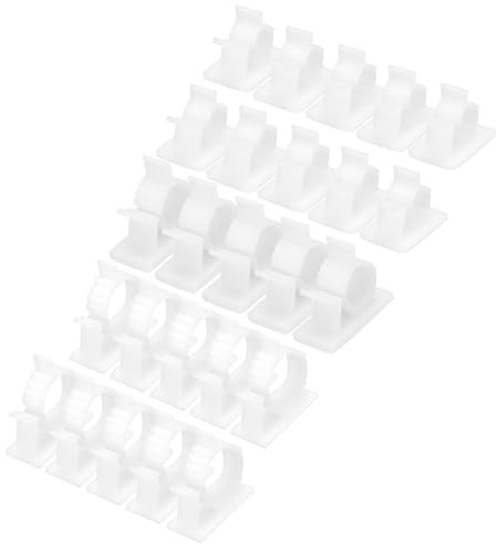 QUARKZMAN 50Pezzi Fermacavi, Portacavi in Nylon Autoadesivo Regolabile da 8-25mm di Diametro, Organizzatore di Gestione Dei Cavi per Pc, Scrivania, Ufficio, Bianco