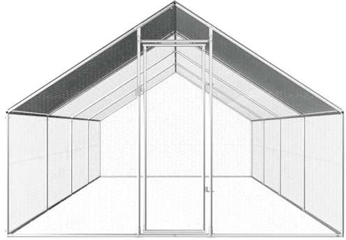 PIXZSSI Hühnerkäfig Outdoor 2,75x8x1,92 m Verzinkter Stahl Voliere Außengehege Stabiler Rahmen Wasserabweisend und UV-beständig Dach Hühnerstall für Hühner, Hennen, Enten und Andere Kleintiere