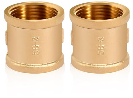 Messing Muffe 1 Zoll, 2 Stück Doppelnippel 1 IG/IG Muffe Messing, Innengewinde Messing Verbindungsstück Adapter Doppelmuffe Anschlussnippel 1 Zoll Verbinder für Rohranschluss