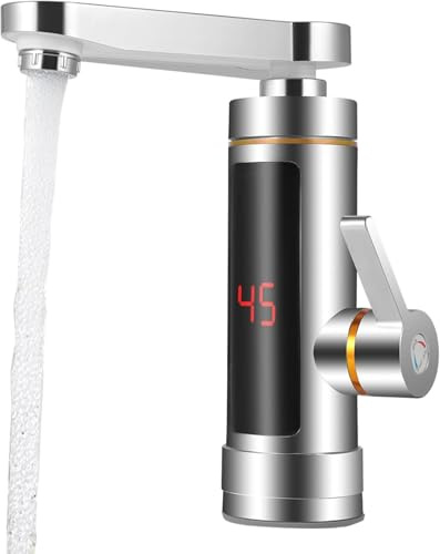 Robinet éLectrique Chaud et Froid, Robinet D'éVier Cuisine éLectrique Instantané, Robinet Chaud et Froid Rotatif à 360 ° Avec Affichage TempéRature Chauffe-Eau éLectrique Instantané Sans RéServoir