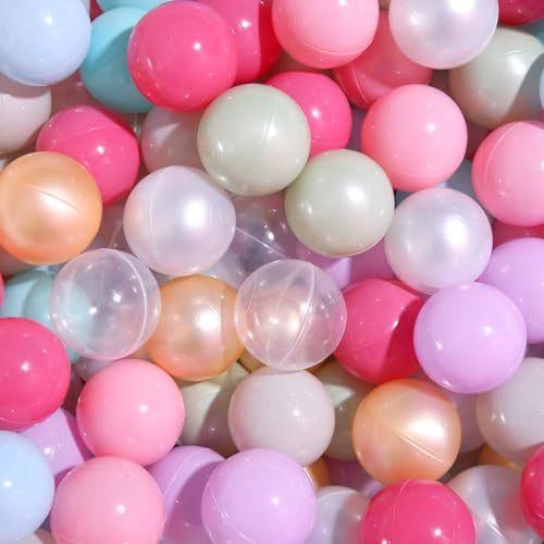 PlayMaty 100 Stück bunte Pit Bälle, phthalatfrei, BPA-frei, Kunststoff-Ozeanbälle, stoßfest, Stressbälle für Kinder-Spielhaus, Pool-Ballgrube-Zubehör, 2,16 Zoll (10 Perlmuttfarben)