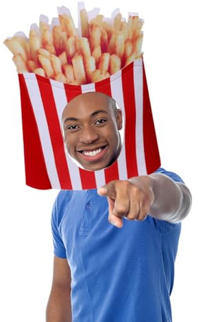 SIEBOLD Pommes mütze,Lustige mütze,Halloween Partyhüte,Pommes Kopfbedeckung,für Erwachsene Halloween Karneval Partykostüm Requisiten Partygeschenk