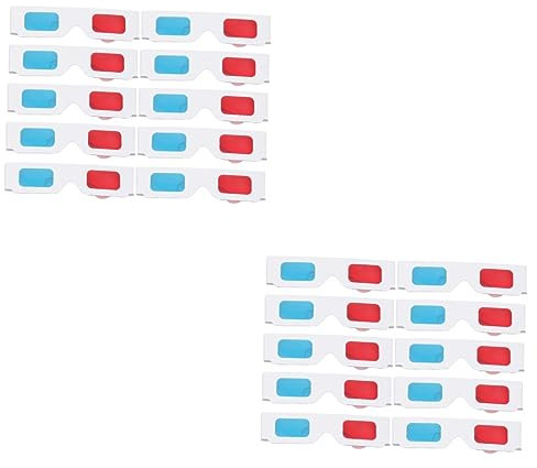 MERRYHAPY 20 Pz Occhiali video 3d Occhiali da vista 3d Occhiali da gioco 3d carta 3d occhiali per bambini bicchieri di cartone anaglifico cornice rossa Occhiali per film in 3D occhiali 3d