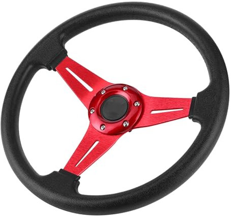 Rennwagen-Drift-Lenkrad, 14-Zoll-Sportlenkrad, Universelles Modifiziertes Zubehör, Rot, Schwarz, Silber, für Fahrzeuge (Rot)
