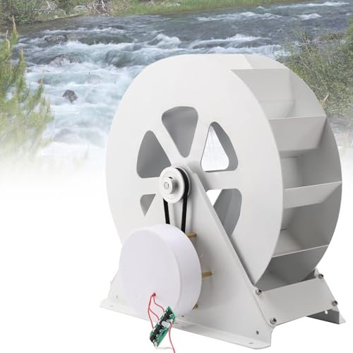 VNATWGOO Wasserturbinengenerator, 50 W/100 W Wasserkraftgenerator, Langsamlaufende Wasserrad-Erzeugungsanlage, Wasserrad-Wasserkraftanlage FüR Den AußEnbereich,100W