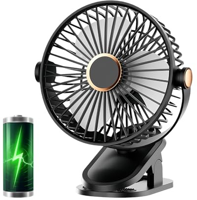 Mini Ventilateur USB Portable 10000mah Rechargeable à Pince de Bureau Pour Maison/Camping - Noir