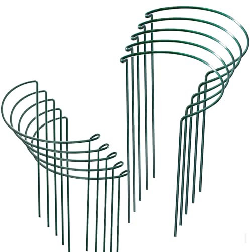 Jordbrux Plant Support Stakes, 10pcs Metal Garden Plant Stakes, Half Round Plant Support Ring Cage for Indoor and Outdoor Plants - 30cm x 35cm