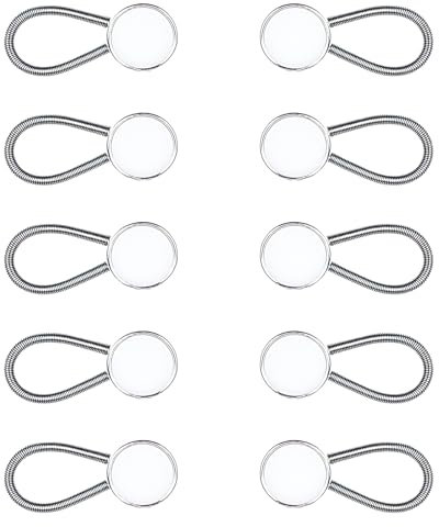 KEYRI 10 Stück Knopfverlängerung für Hosen, Hosenbunderweiterung Knopf Hosenknopf Erweiterung Jeans Knöpfe Taille Extender Elastischen Knopf Universalknopf für Kleid Hemd Hosen Schwangere (Weiß)