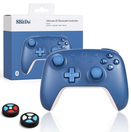 8Bitdo Ultimate 2C Bluetooth Controller per Switch 2, Joystick a effetto Hall (senza deriva), paraurti L4/R4 rimovibile, controllo del movimento a 6 assi e vibrazione rumorosa - Blu scuro