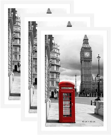 Scholar Tree 3 Pack 40x60 Frame, White 40x60cm Picture Frames, Wall Hanging Photo Frame