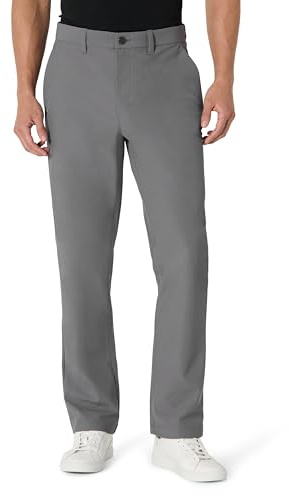 Amazon Essentials Pantalones Elásticos de Corte Clásico con Pernera Recta, Ideales para Viajar Hombre, Color Carbón, 38W / 30L
