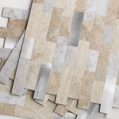 BeNice Kitchen Stick on Wall Tile Stickers Stone Beige Grey 10pcs