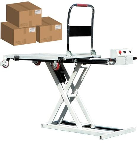 PLMNBQWE Carrello elevatore Idraulico Naturalpowev, Carrello elevatore Idraulico a Doppio pantografo, capacità di 600 libbre, Altezza di Sollevamento 41, Tavolo elevatore con 4 Ruote