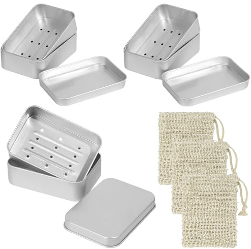 3 stycken tvålburkar resa tvålbox av aluminium tvålskålar med droppgaller och tvålpåsar vattentät tvållåda för fasta tvålar och fasta schampon hemma resor camping