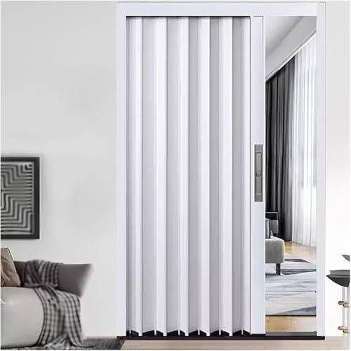 Internal Folding Sliding Closet Door with Lock, Space Saving Accordion Pleated Panel for Home and Office