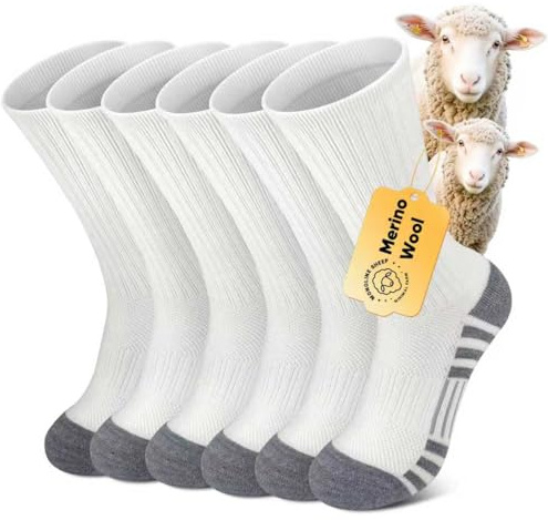 Yinqier Merino Wool Thermal Socks for Men Women, Winter Warm Thick Cosy Cushioned Hiking Socks for Work, Trekking Outdoor Sports 3 Pairs