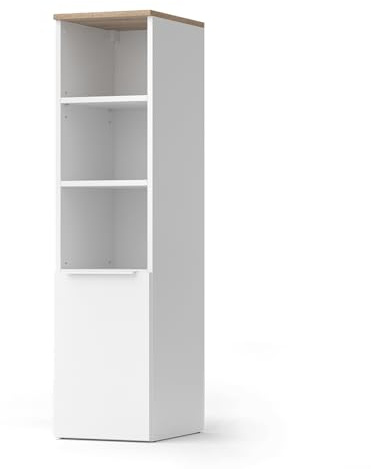 Vicco Universalschrank Wido, Weiß/Sonoma, 30.2 x 120 cm | mit einer Tür, geeignet zur Aufbewahrung von Haushaltsutensilien