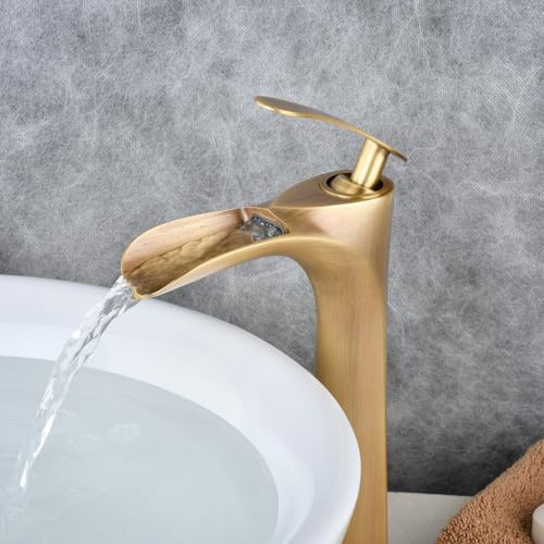 Leekayer Antik Messing Badezimmer Wasserhahn,bad wasserhahn hoch,wasserfall wasserhahn für Bauernhöfe, Toiletten,1 Loch Single Griff,LK1004AG