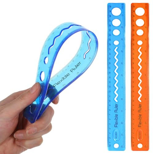 Nogeqi 2 Pcs Flexible Ruler 30cm Plastic Ruler 12 Inch Soft Reglas Escolares Flexibles with Centimeters and Inches Bendable Translucent Shatterproof for Adults Home Office Supplies Classroom