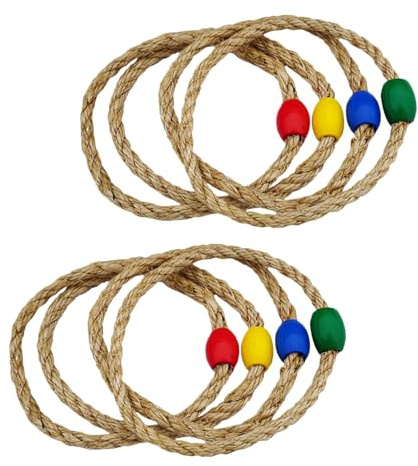 JOINPAYA Jeu des Anneaux en Corde Naturelle 8 Pièces en Bois et Corde, Jouet Éducatif pour Garçon et Filles Favorisant la Résolution de Problèmes Activités en Intérieur Couleur Aléatoire