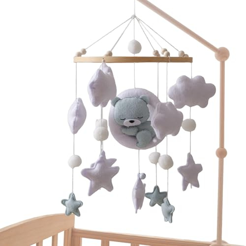 Kinderbett-Möbel – Deckenschrank mit schlafendem Bär – Einrichtung für Kinderzimmer zum Aufhängen an der Wand für Kinderbett und Spielplatz