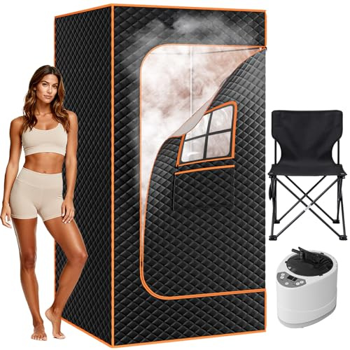 SUNYRISY Portable Sauna for Home, Foldable Personal Large Size Steam Sauna Room with 3L Steamer, Folding Chair, Full Body Sauna Tent for Relaxation