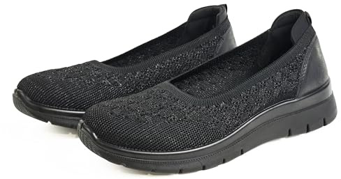 Mocassini Donna Slip On Comodi Sneakers Casual in Tessuto Traspirante, Scarpe Leggere per Camminare Nero 39