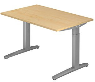 Schreibtisch C-Fuß 120x80cm Ahorn/Silber