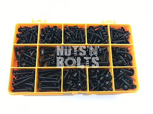 310 Assorted PIECE, No. 4 6 8 10 Black Flange POZI PAN SELF Tapping Screws KIT