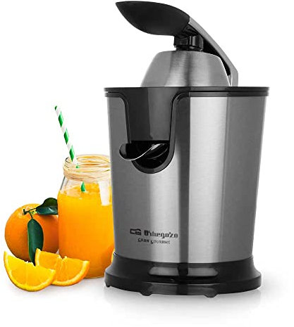 Orbegozo EP 4200 Exprimidor Zumo Eléctrico de Naranjas, Motor AC Profesional, Brazo Articulado, Antigoteo, Acero Inoxidable, 160 W, Negro
