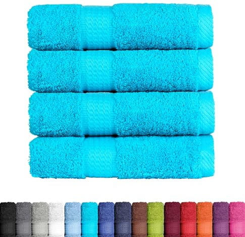 BaSaTex Frottier Handtücher Set aus weicher Baumwolle - 50x100 cm - 100% Baumwolle Öko-Tex Made in Green Zertifiziert | 4X Handtuch in Türkis