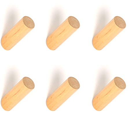 ANZOME Holz Haken, 6 Stück Holz Kleiderhaken, Holzhaken zum Aufhängen von Mänteln, Mützen, Schals, Kleidung und Kopfhörer im Schlafzimmer, Wohnzimmer, Flur (Holz)