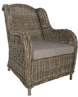 fantasie d oriente POLTRONA VIMINI rattan NATURALE IN KUBO GRIGIO CM70X65X45/100H SCHIENALE ALTO CM 100 SALOTTO